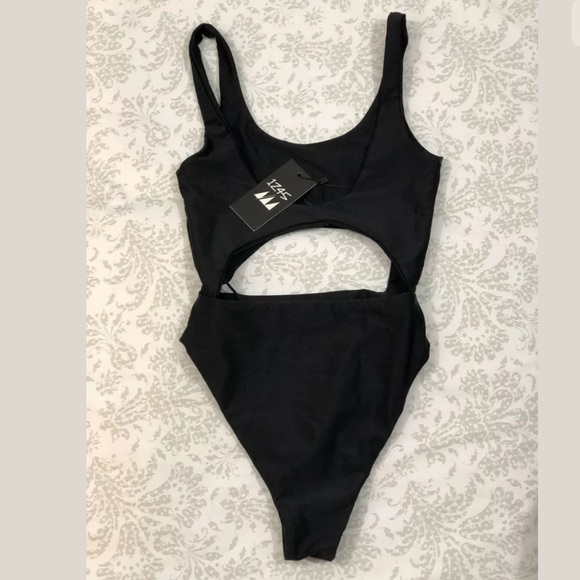LF 1Z45 Black Cutout Bathing Suit Black High Thigh - Picture 2 of 5